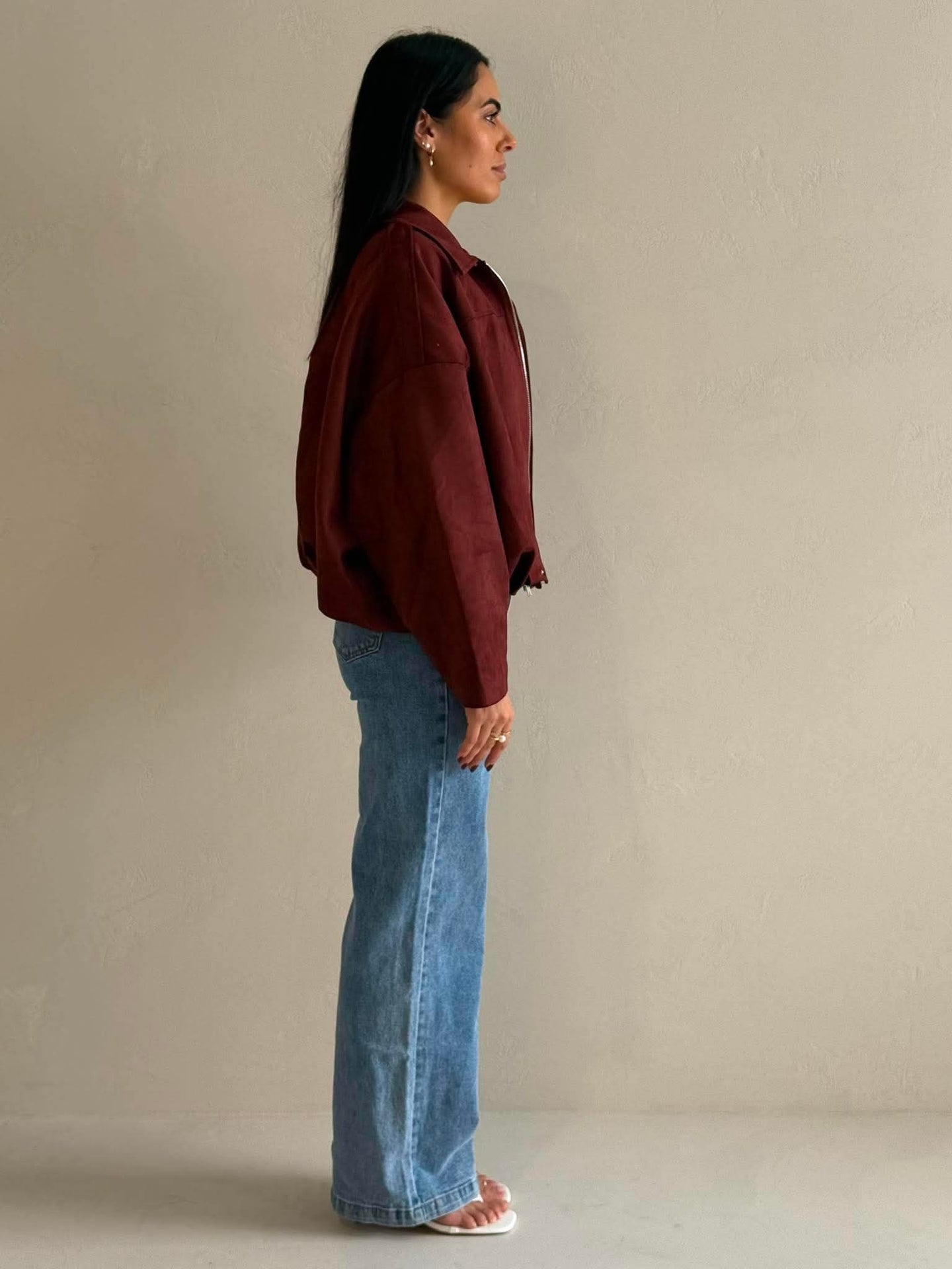 LENA SUEDE BOMBER- DEEP CHERRY