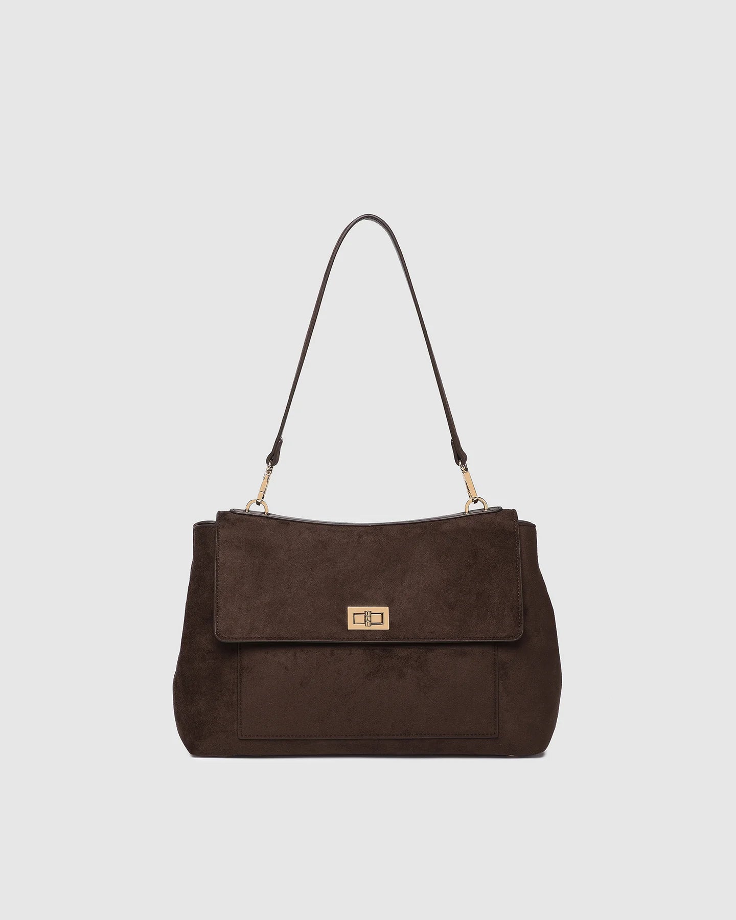 ARDEN SUEDETTE SHOULDER BAG- CHOCOLATE