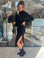 ALEXIS RUCHE MIDI DRESS - BLACK