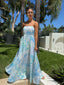 GARDENS STRAPLESS MAXI - BLUE