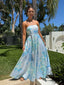 GARDENS STRAPLESS MAXI - BLUE
