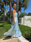 GARDENS STRAPLESS MAXI - BLUE