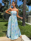 GARDENS STRAPLESS MAXI - BLUE