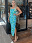 CALLISTA MAXI DRESS - BLUE GREEN FLORAL