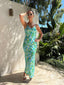 CALLISTA MAXI DRESS - BLUE GREEN FLORAL