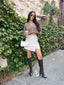 MELONY WRAP TWEED SKIRT-TAUPE