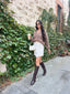 MELONY WRAP TWEED SKIRT-TAUPE