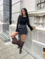 MELONY WRAP TWEED SKIRT-BLACK