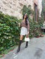 MELONY WRAP TWEED SKIRT-TAUPE