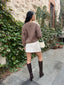 MELONY WRAP TWEED SKIRT-TAUPE