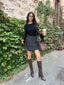 MELONY WRAP TWEED SKIRT-BLACK