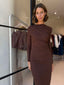 ALEXIS RUCHE MIDI DRESS - ESPRESSO