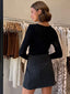 MELONY WRAP TWEED SKIRT-BLACK