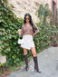 MELONY WRAP TWEED SKIRT-TAUPE