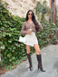 MELONY WRAP TWEED SKIRT-TAUPE
