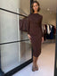 ALEXIS RUCHE MIDI DRESS - ESPRESSO