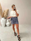 TANZI LINEN SKIRT - DENIM BLUE STRIPE