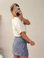 TANZI LINEN SKIRT - DENIM BLUE STRIPE