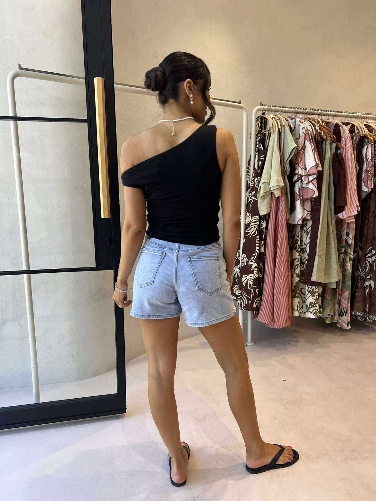 KYLIE OFF SHOULDER TOP - BLACK