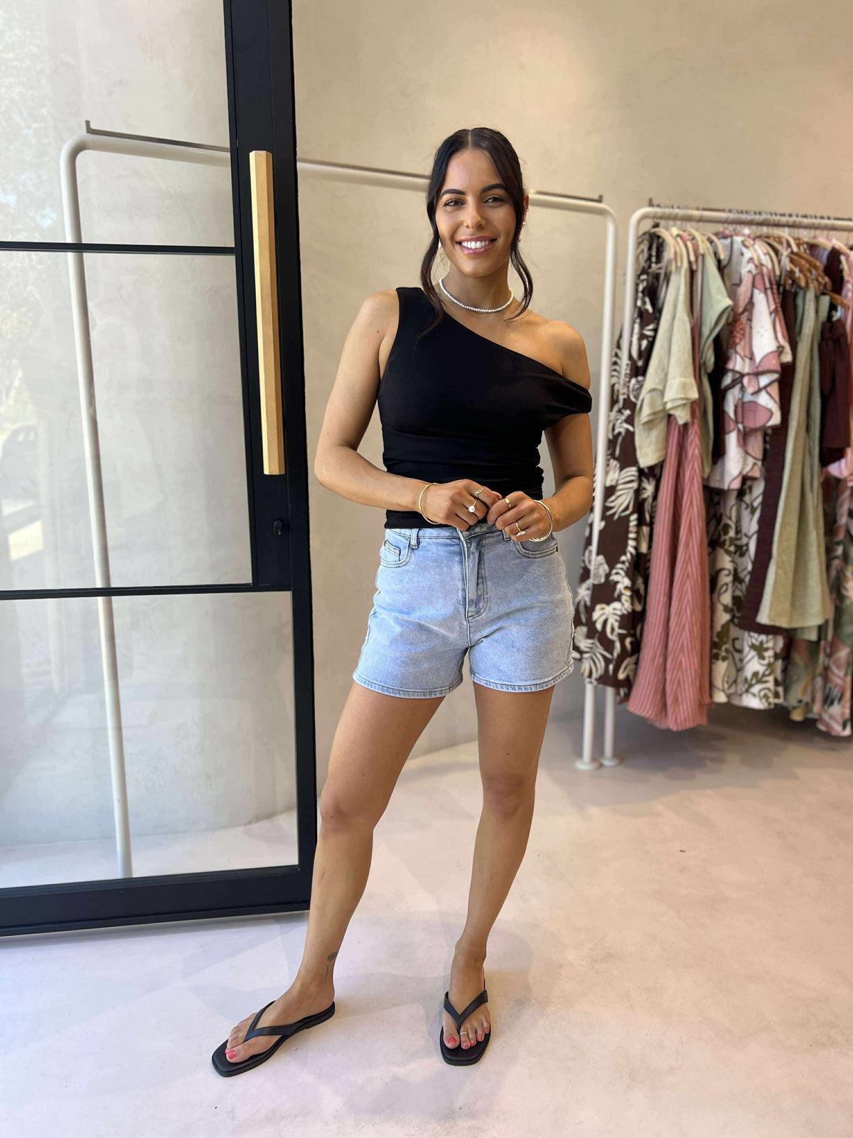 KYLIE OFF SHOULDER TOP - BLACK