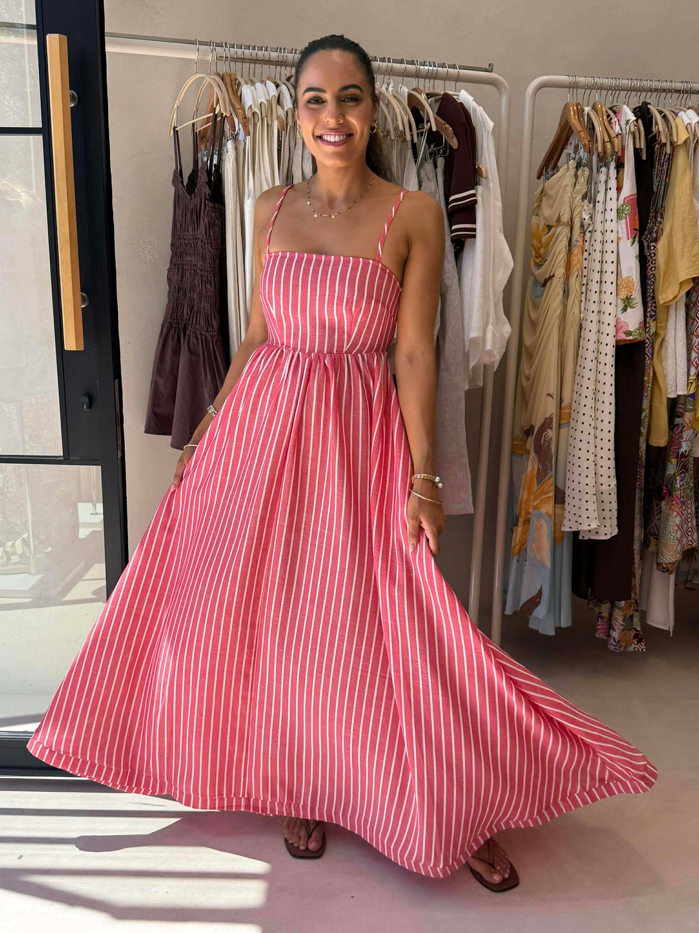 COURTNEY MAXI DRESS - RED STRIPE