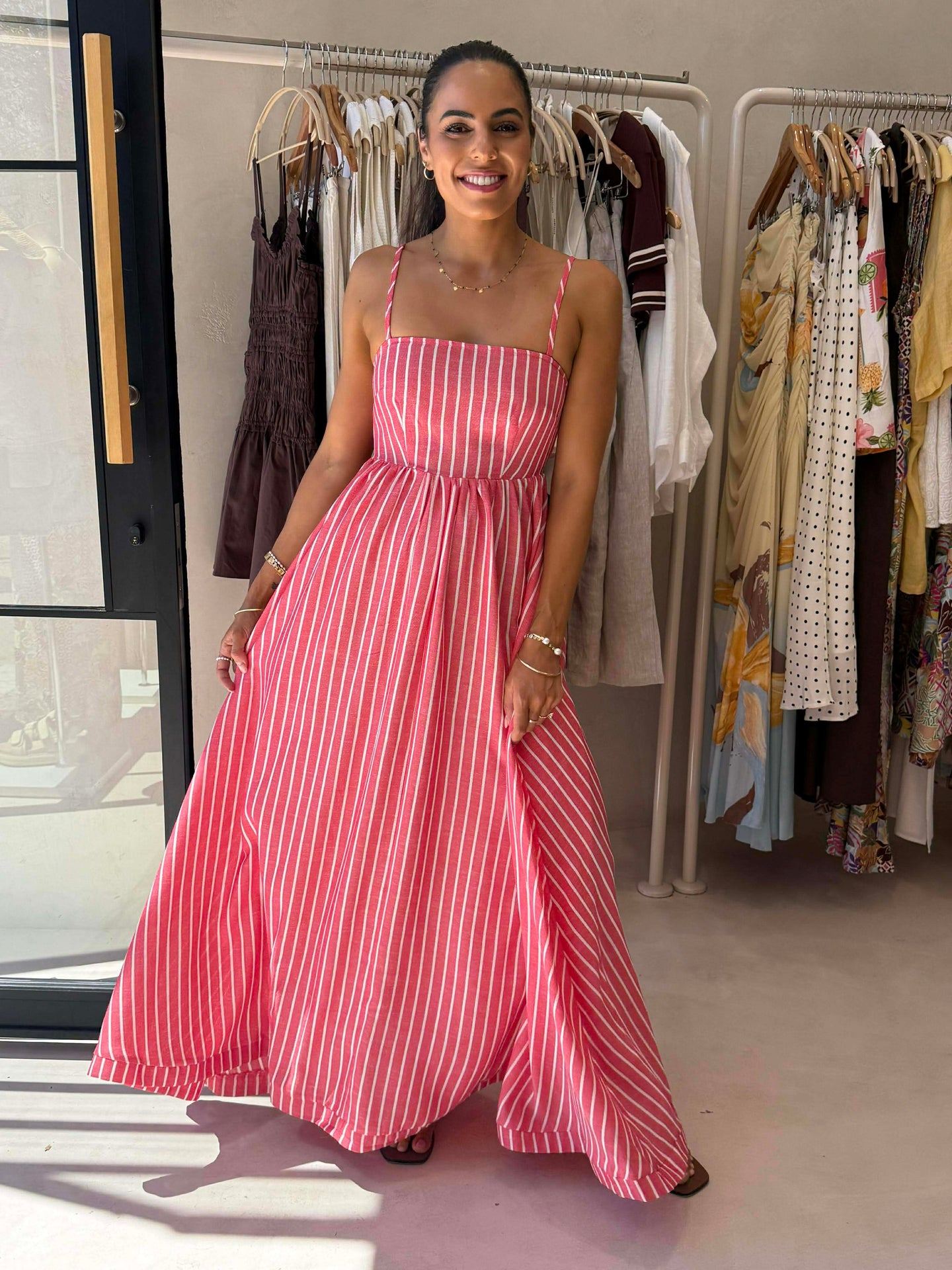 COURTNEY MAXI DRESS - RED STRIPE