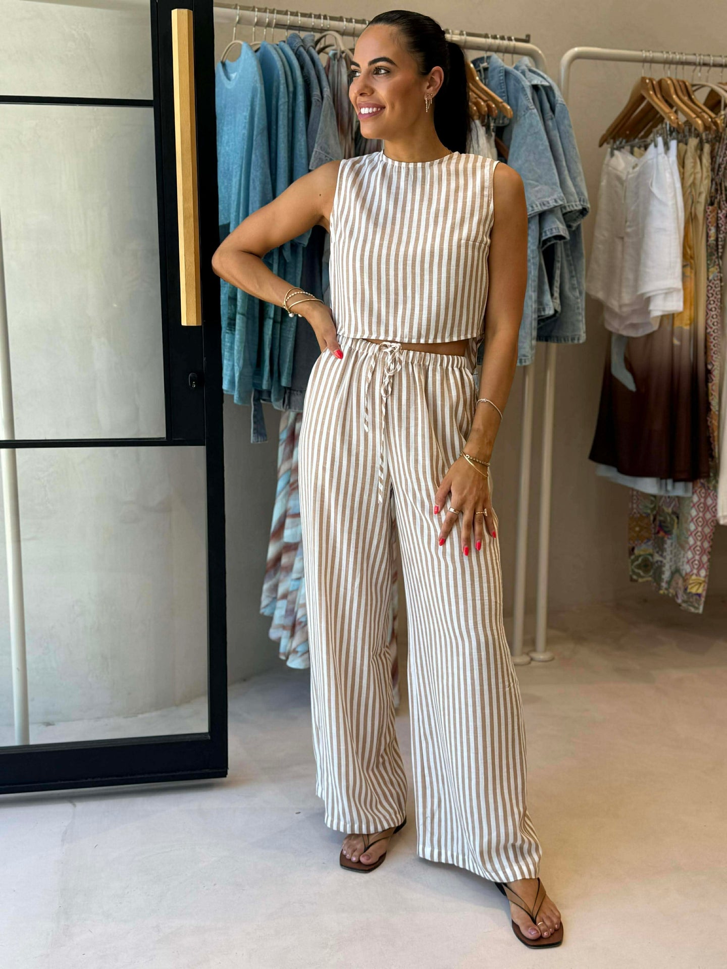 CHEETAH TOP - VANILLA STRIPE