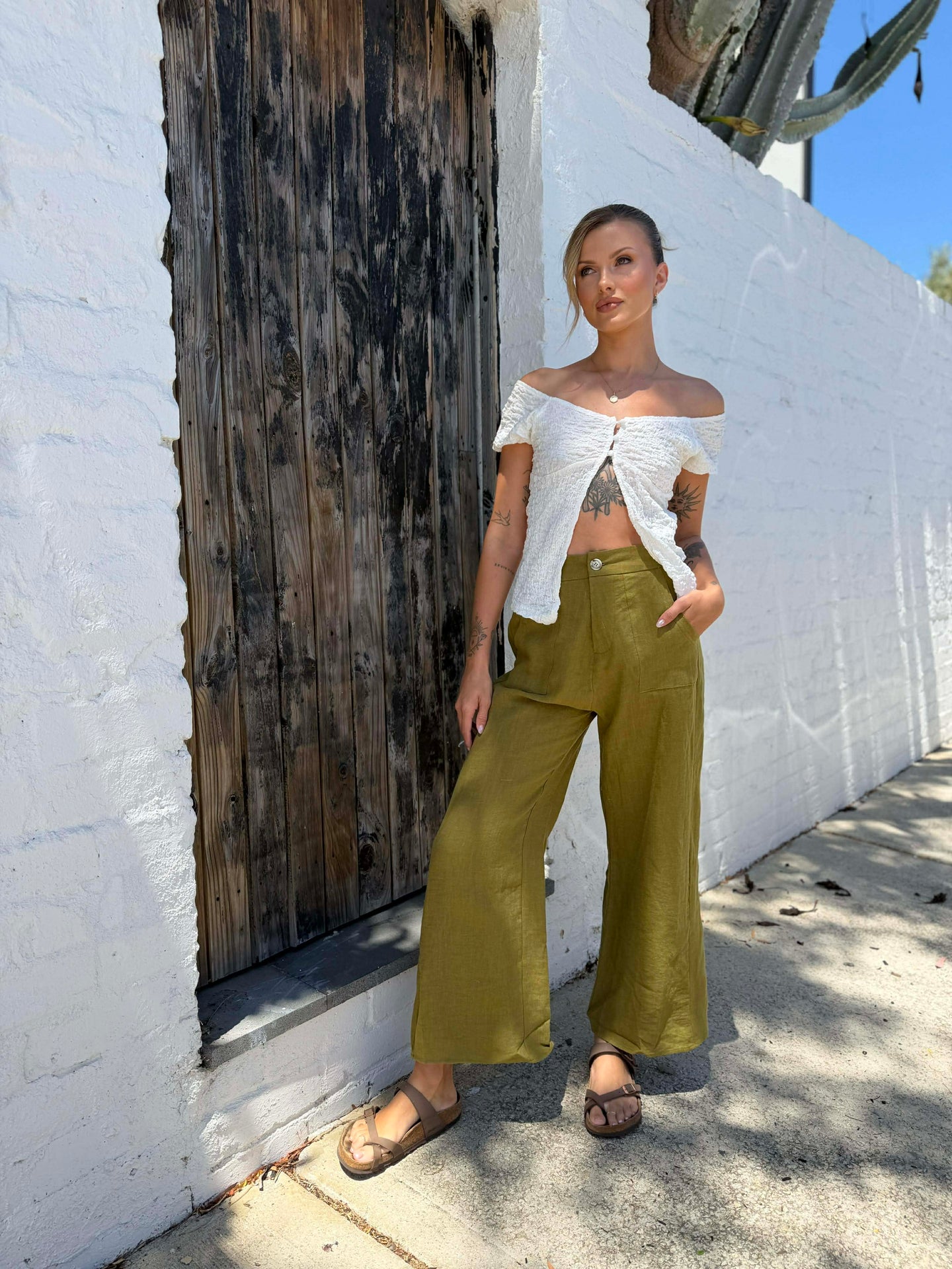 JUDE LINEN PANT- OLIVE