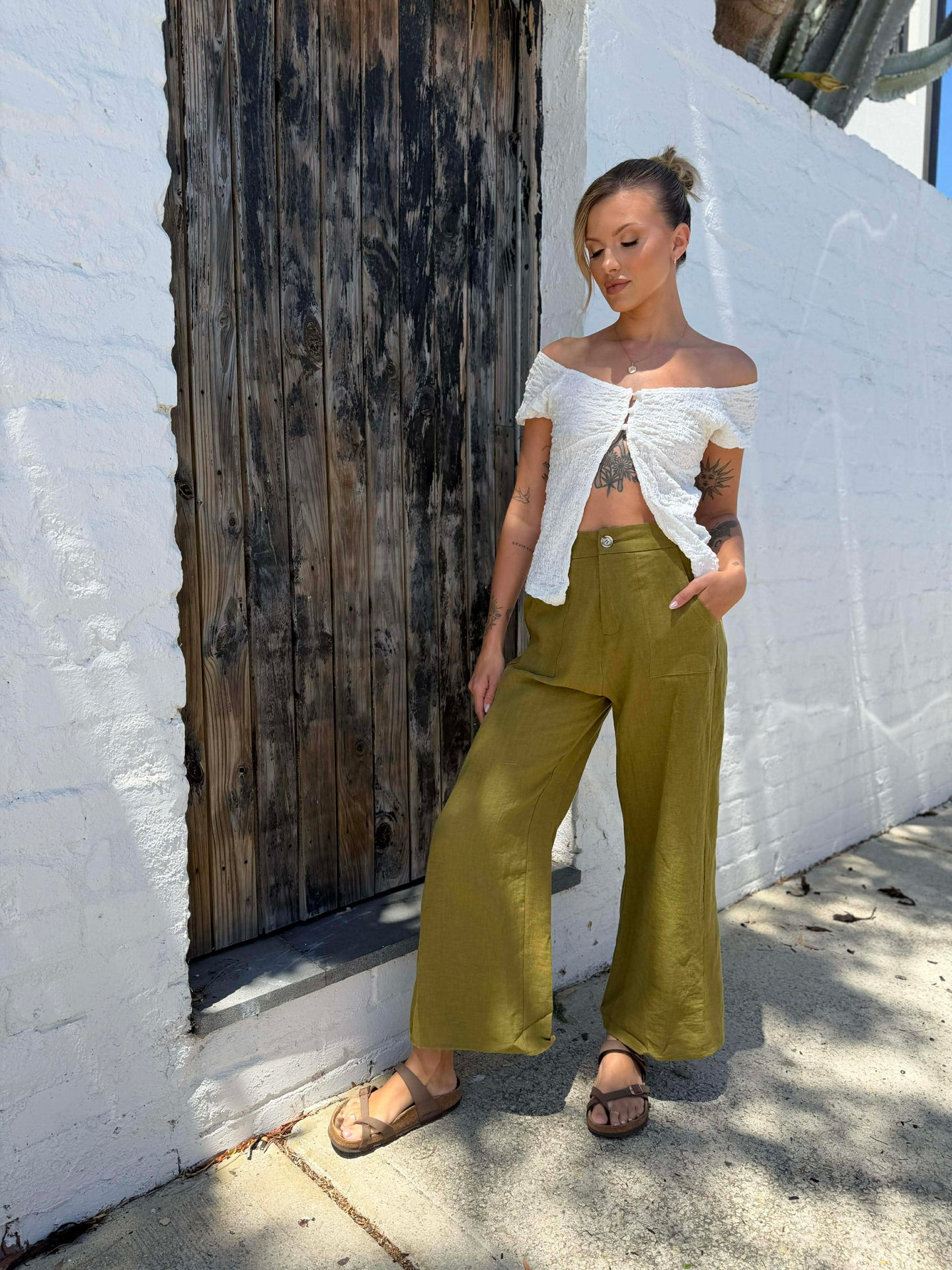 JUDE LINEN PANT- OLIVE