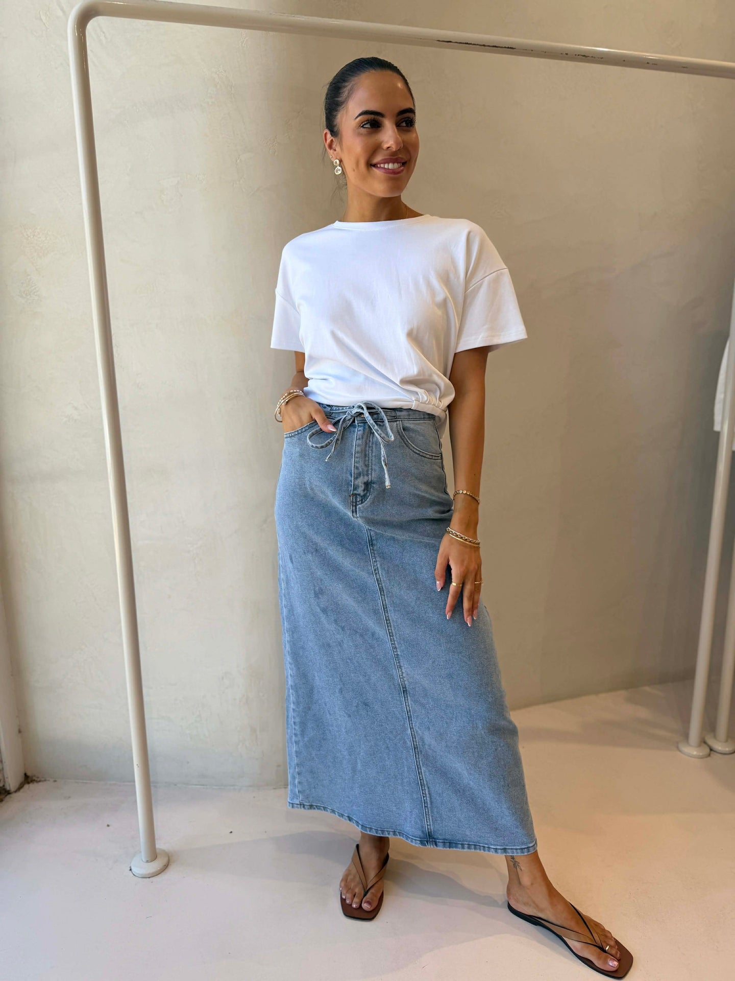 MAXIMUS TIE DENIM SKIRT