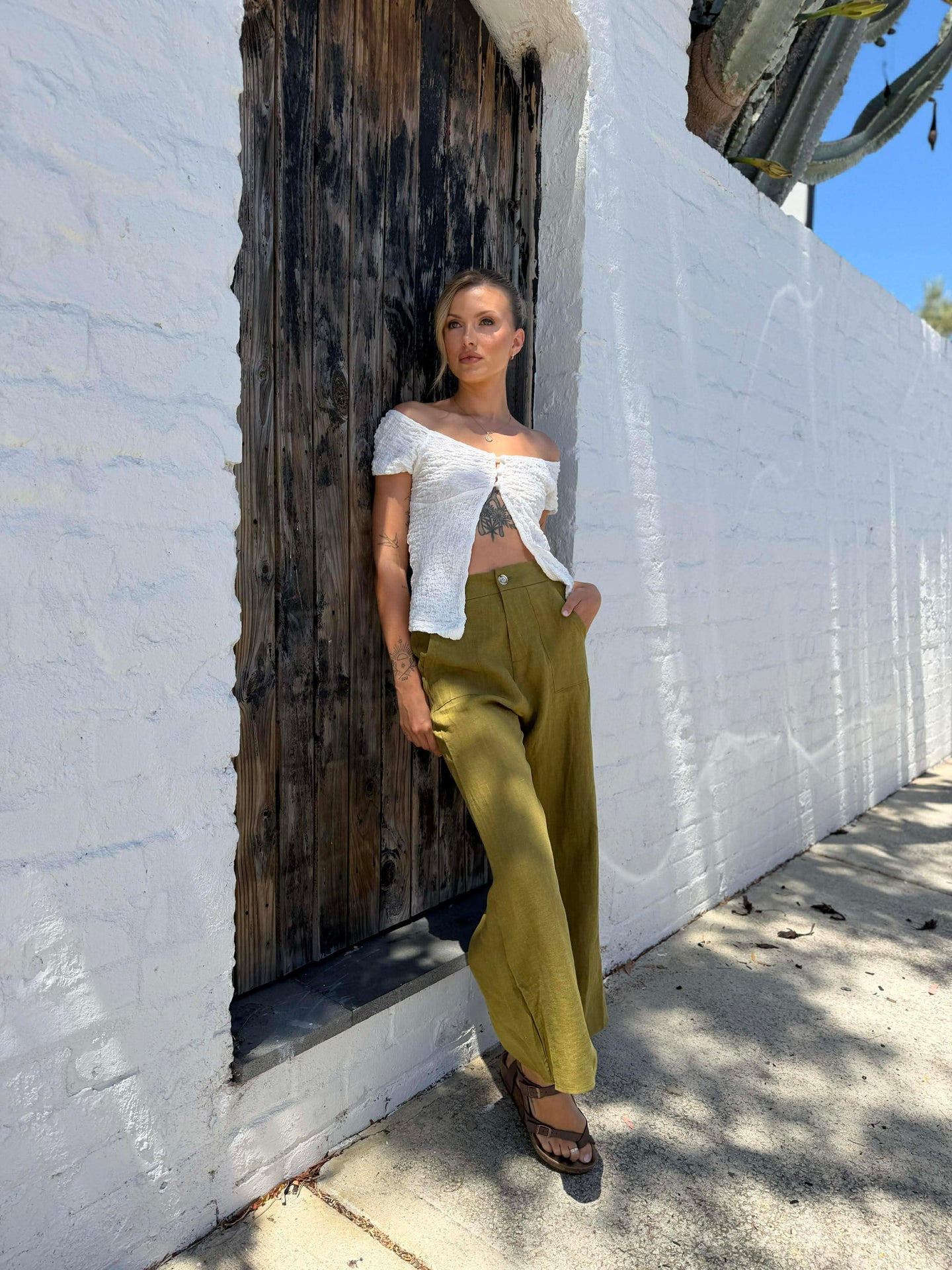 JUDE LINEN PANT- OLIVE