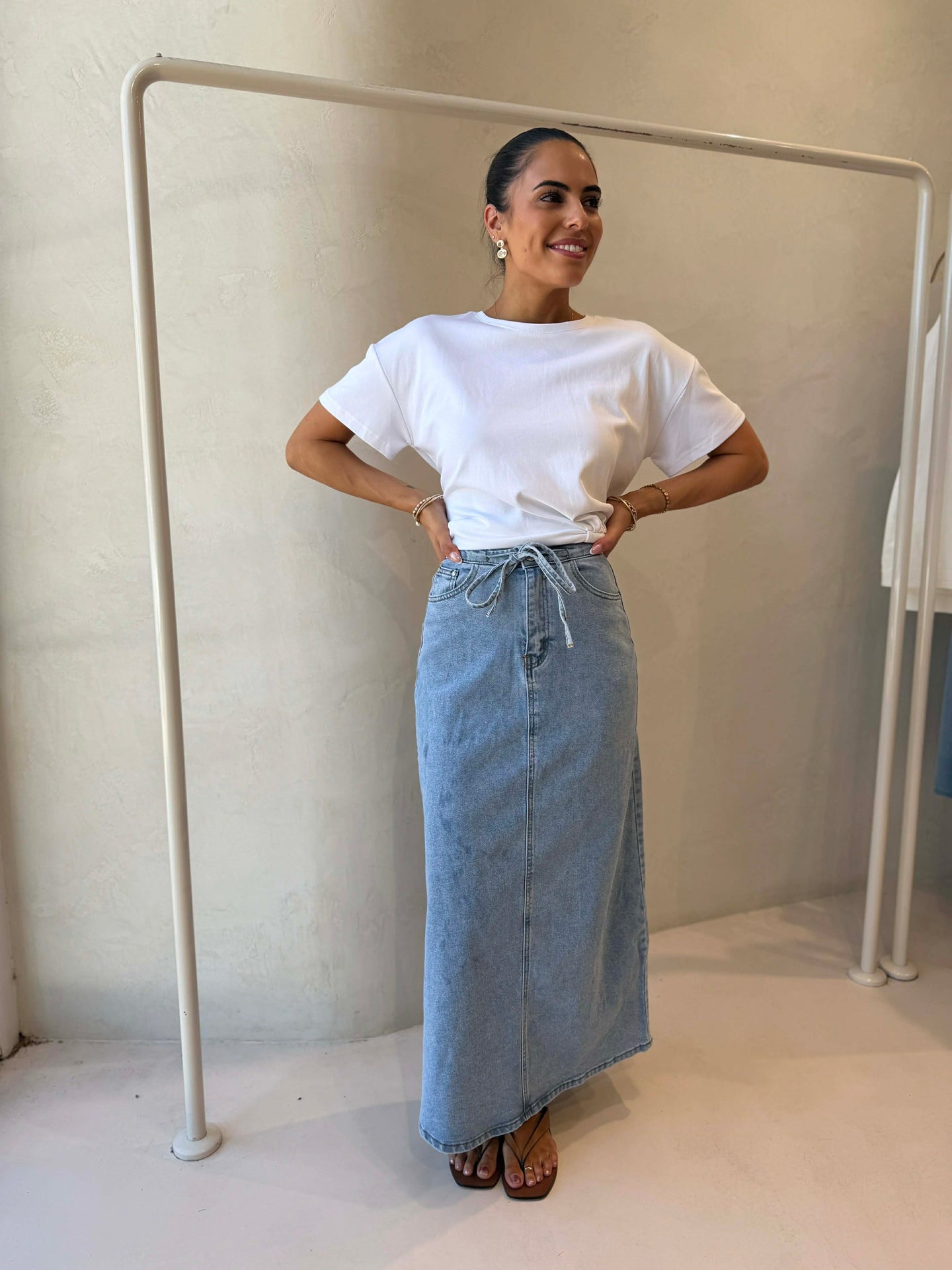 MAXIMUS TIE DENIM SKIRT