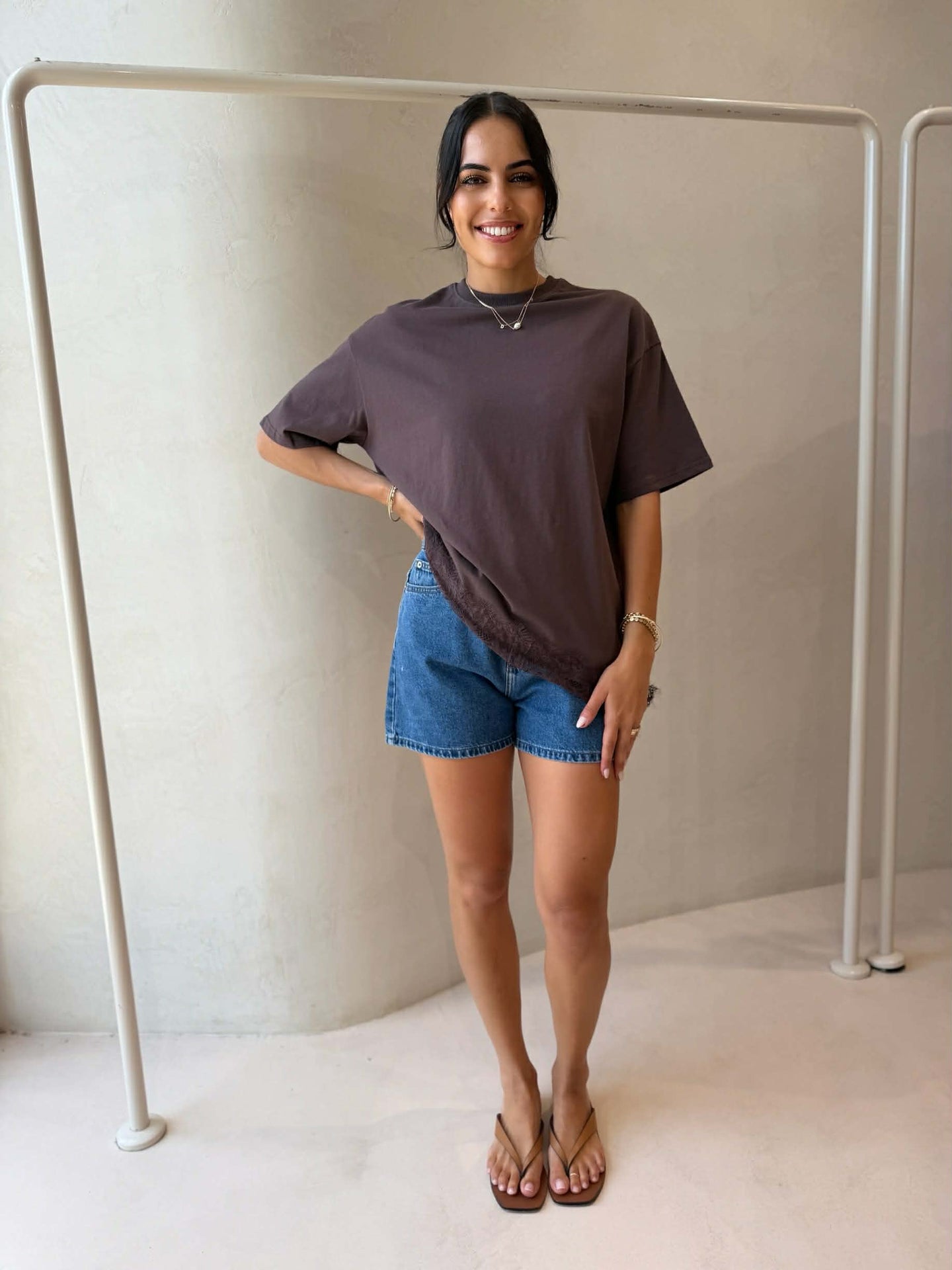ZION LACE TOP- CHOC