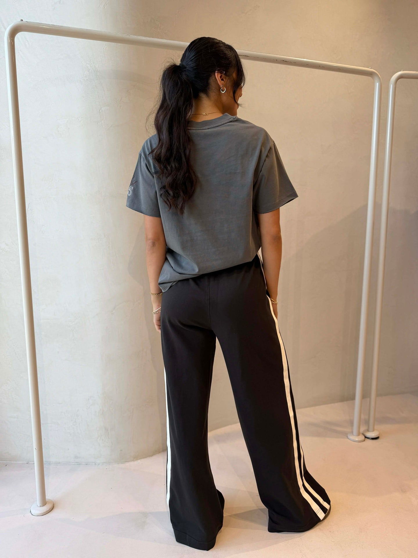 GIGI WIDE LEG TERRY TRACKPANT - BLACK