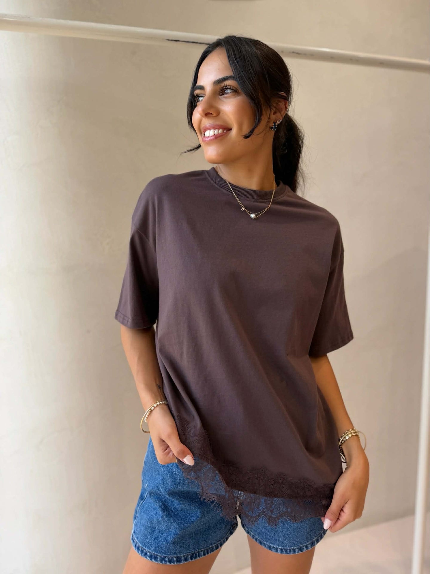 ZION LACE TOP- CHOC
