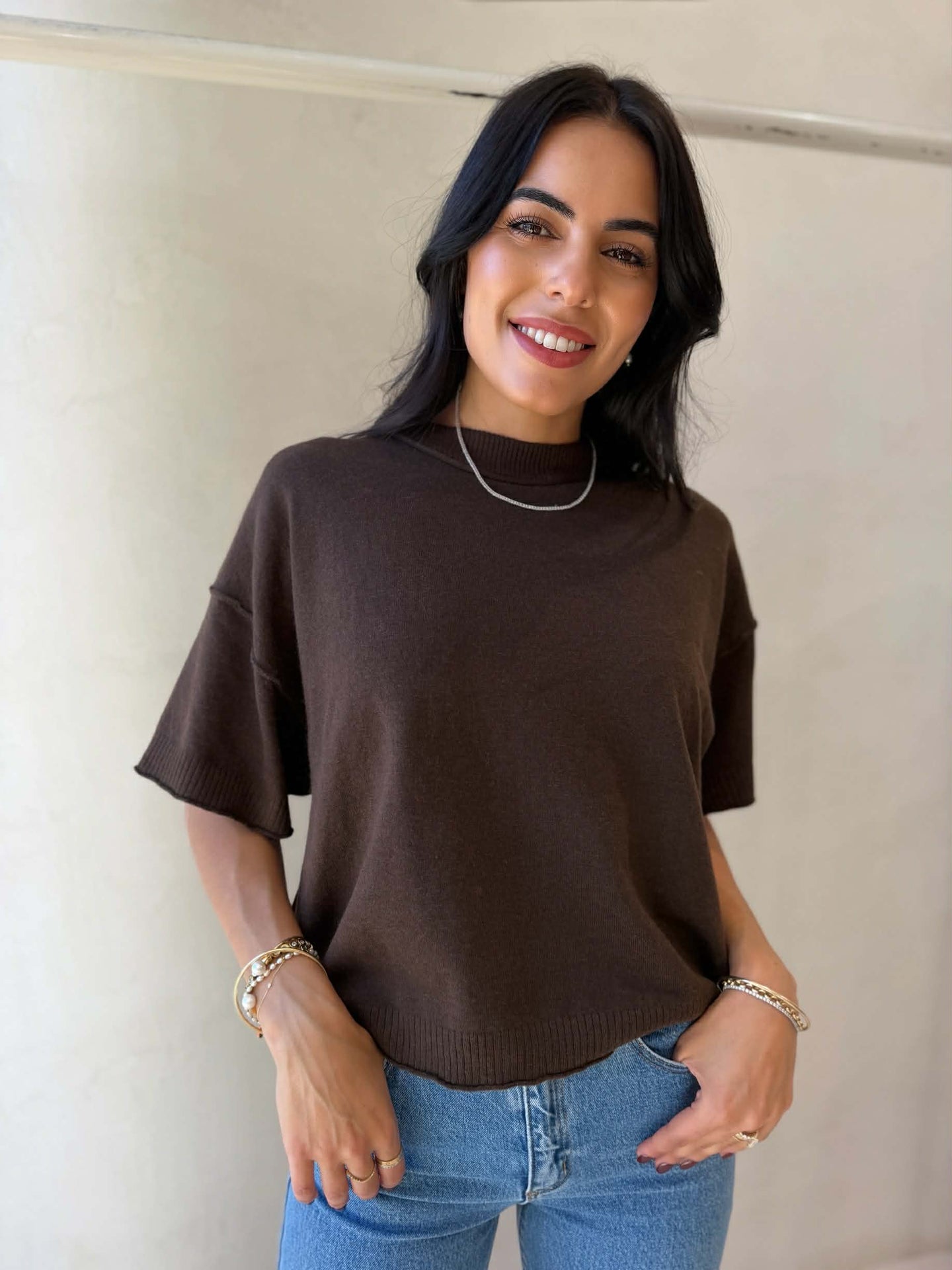 CEDAR KNIT TEE- CHOCOLATE