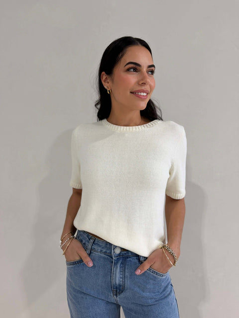 ROWIE KNITTED TEE - CREAM