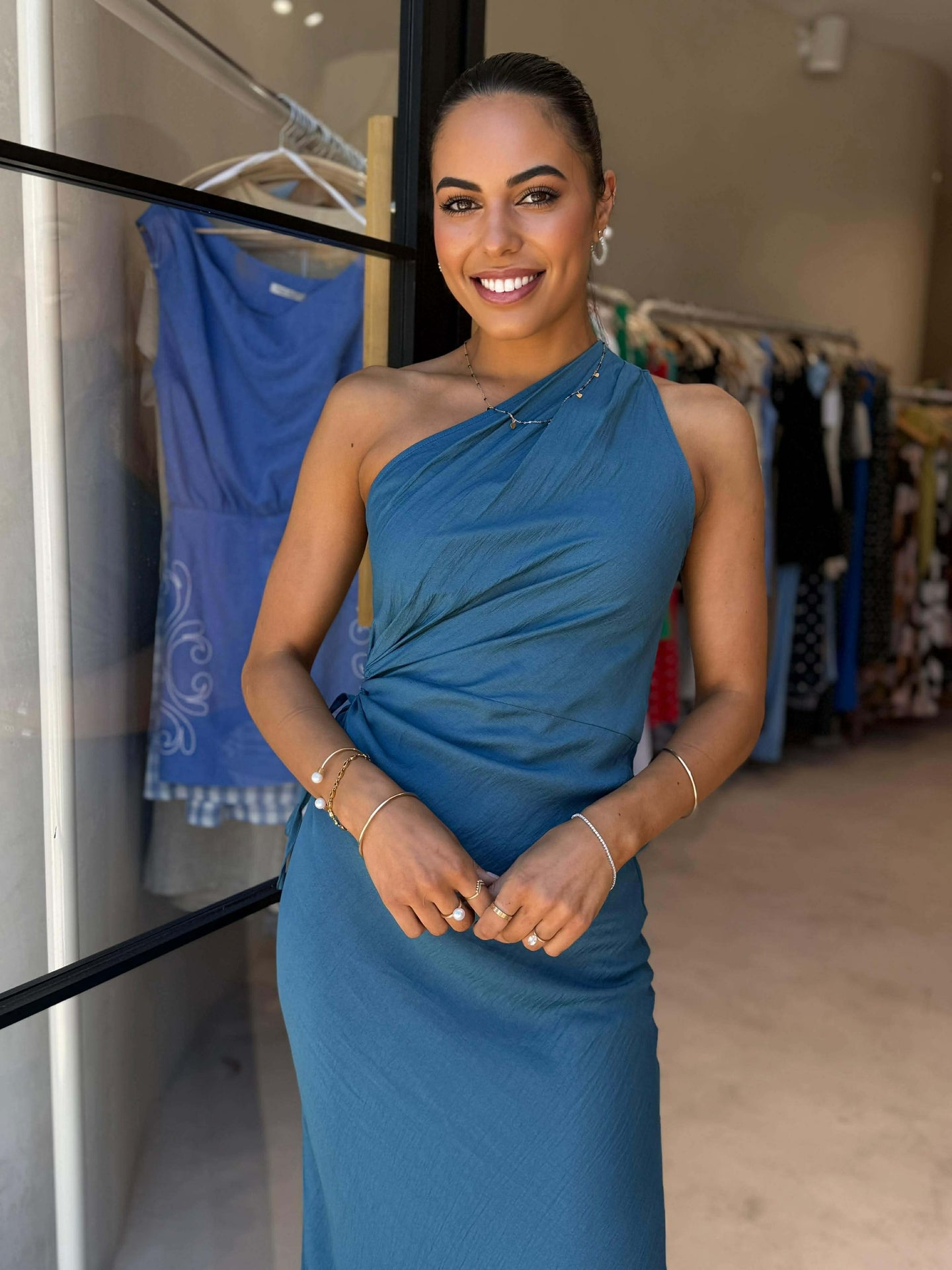JARRAH MAXI DRESS - STEEL BLUE