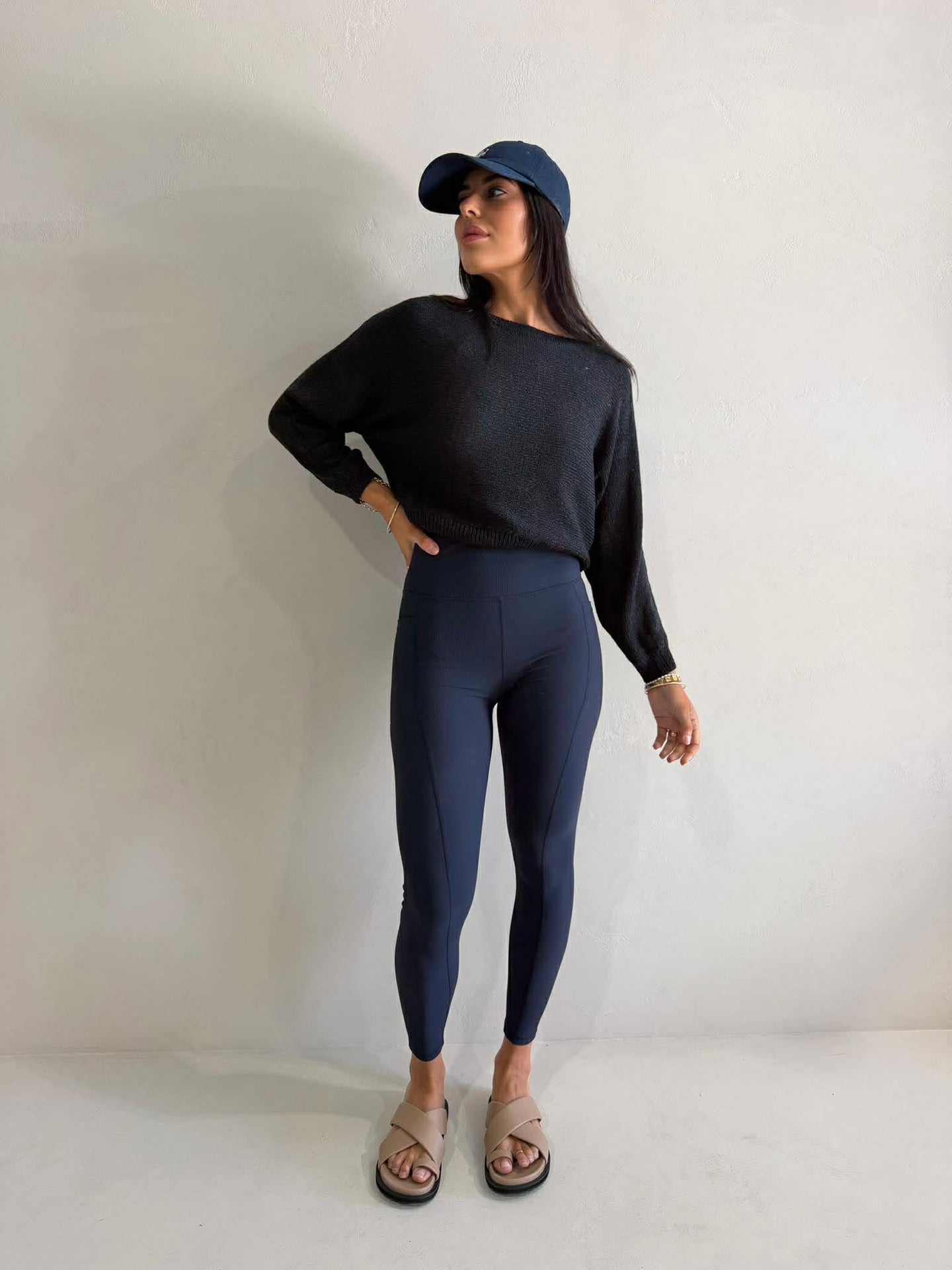 LUXE RIB LEGGING-NAVY