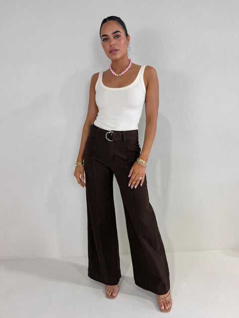 DARCY BELTED JEAN - CHOC