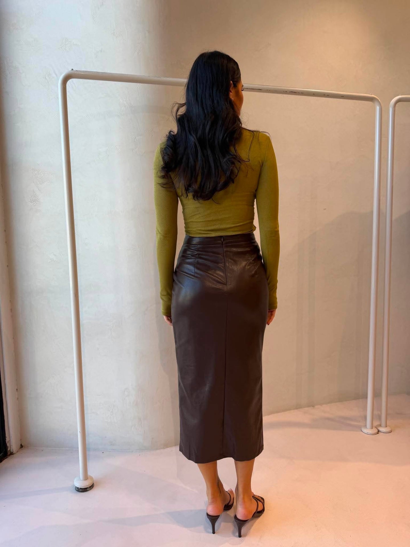 ASHA MIDI SKIRT- CHOC