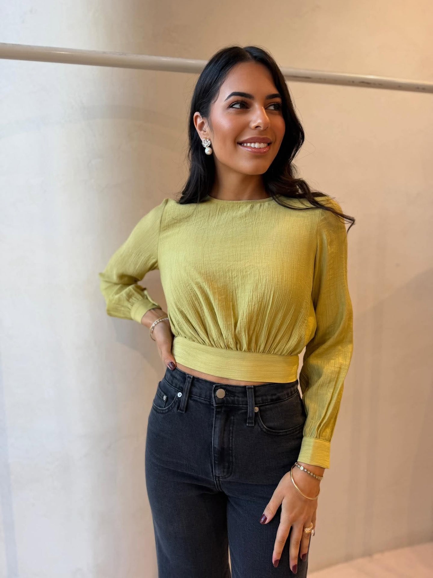 TIANA BLOUSE - CHARTREUSE