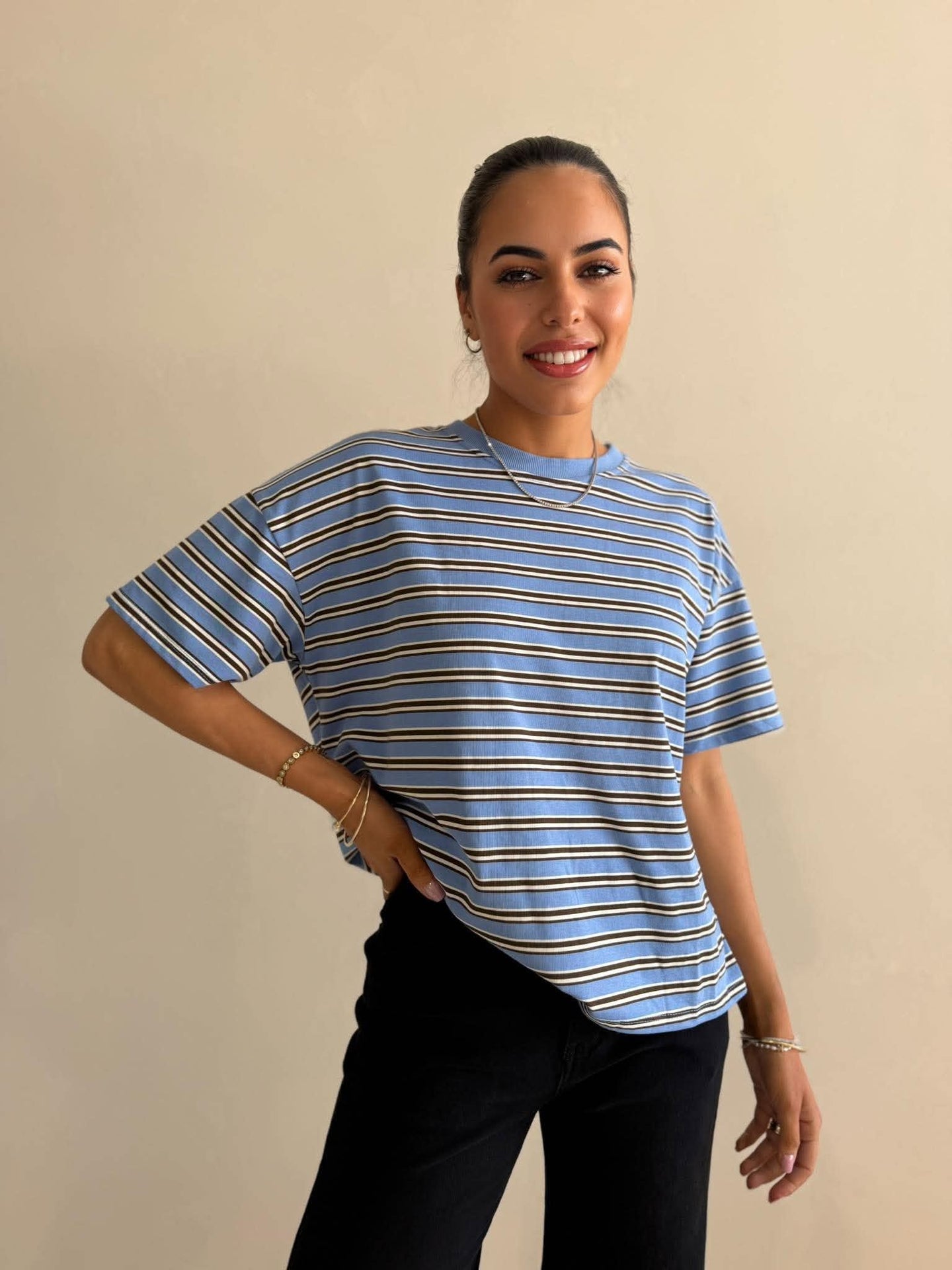 DELILA STRIPE TEE- BLUE STRIPE