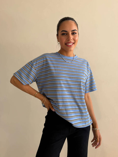 DELILA STRIPE TEE- BLUE STRIPE
