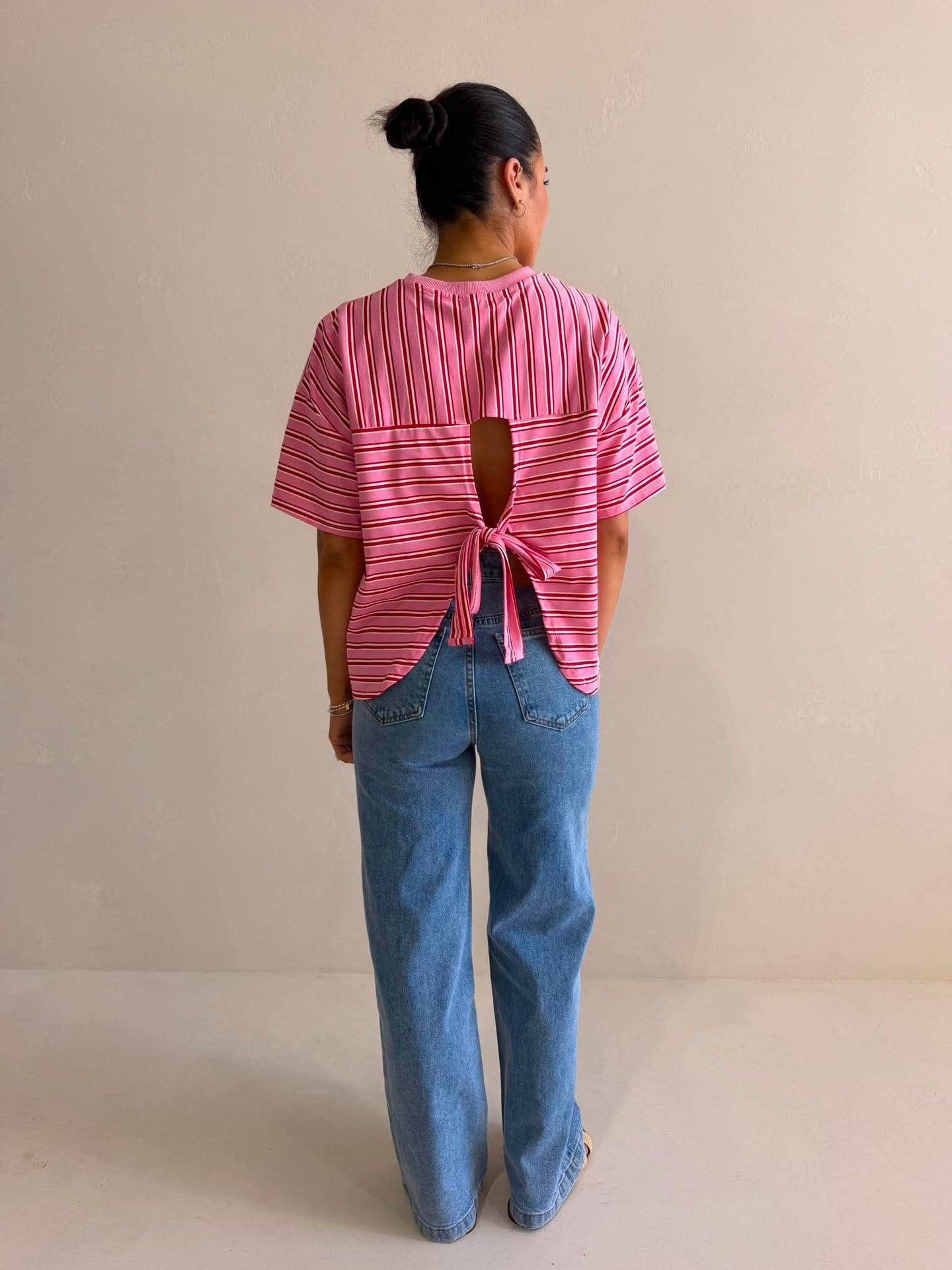 DELILA STRIPE TEE- PINK STRIPE