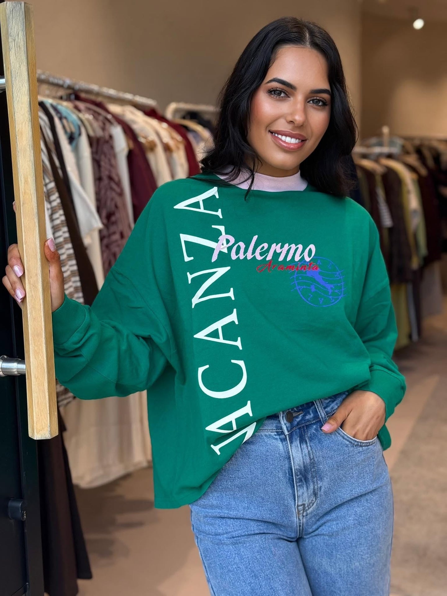 VACANZA LONG SLEEVE TEE SEA GREEN