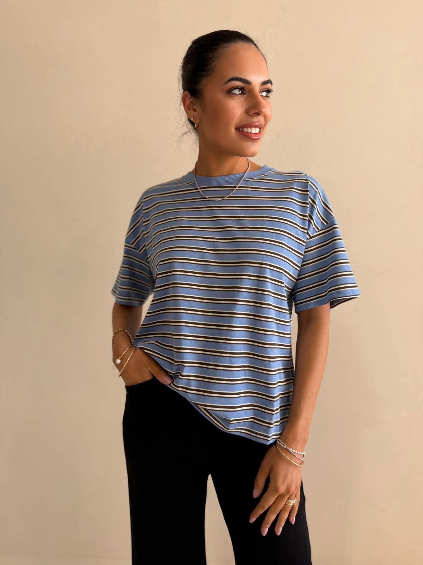 DELILA STRIPE TEE- BLUE STRIPE