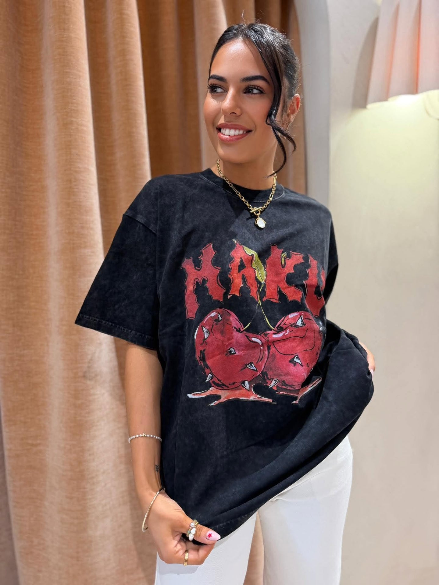 CHERRY 2.0 OVERSIZED WASHED TEE- BLACK