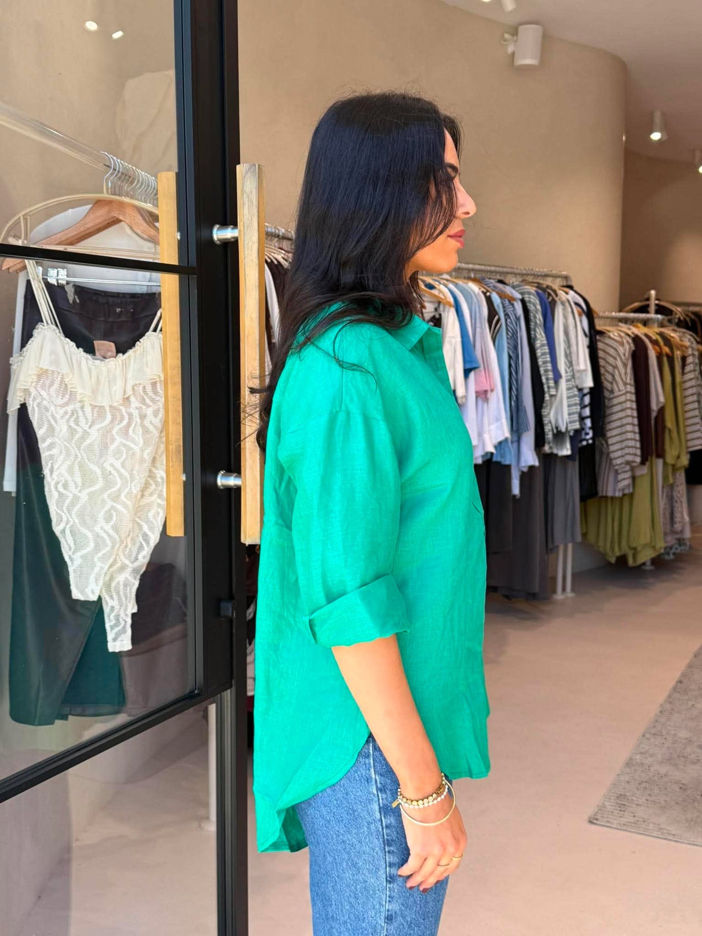 SHAE BOYFRIEND SHIRT - GREEN