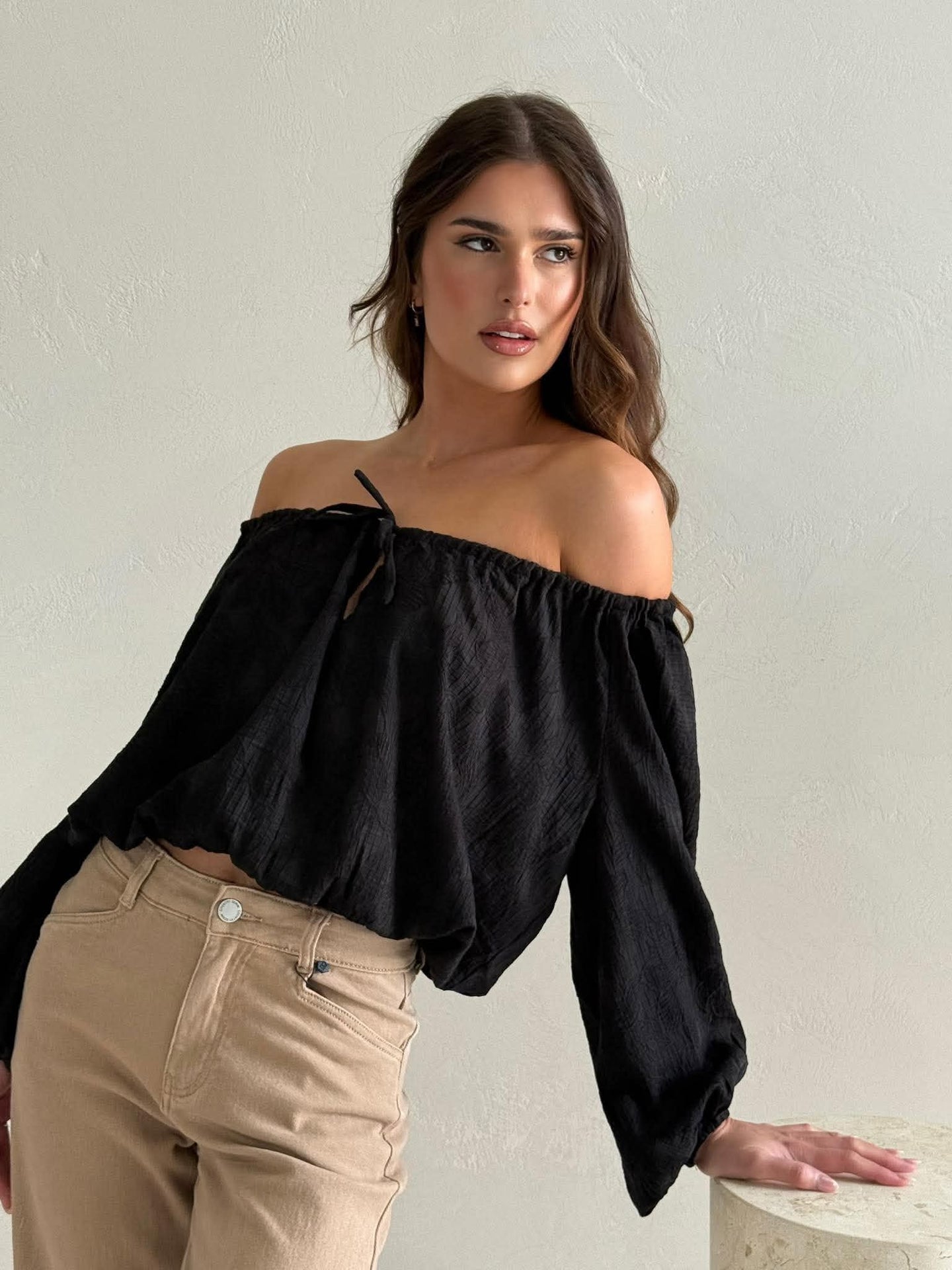 CALISTA BLOUSE- EMBROIDERED BLACK